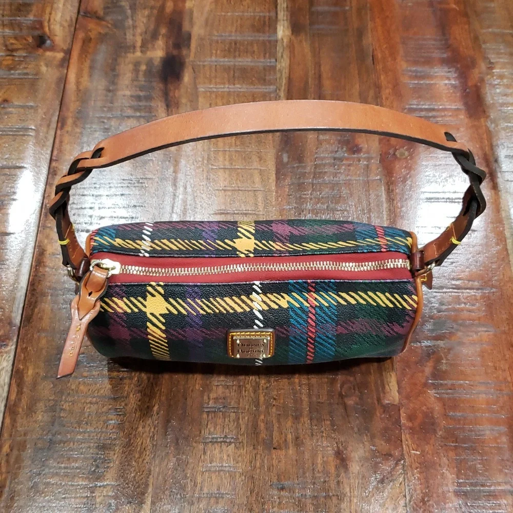 Dooney & Bourke Windsor Tartan Barrel Bag - Red, Green, Yellow - Picture 2 of 16